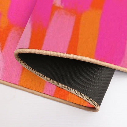 Abstract, Pink And Orange, Paint Brush Effect Bath Mat