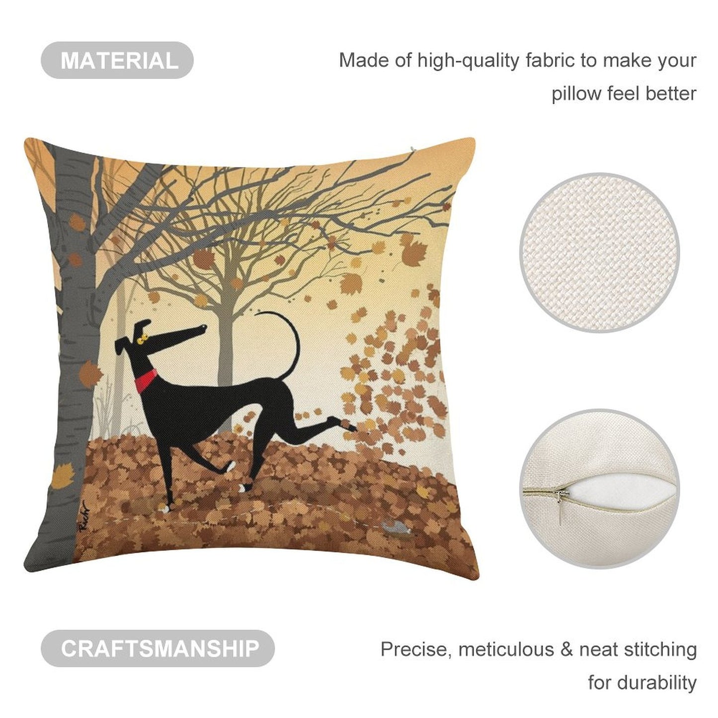 Autumn Hound Linen Throw Pillow Cover