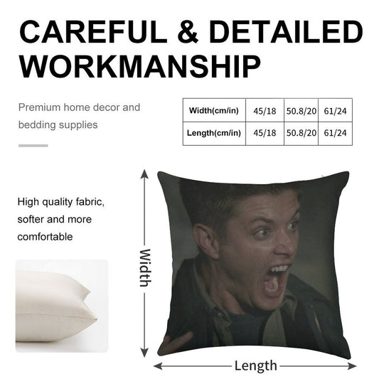 Dean Winchester Scream Linen Throw Pillow Cover