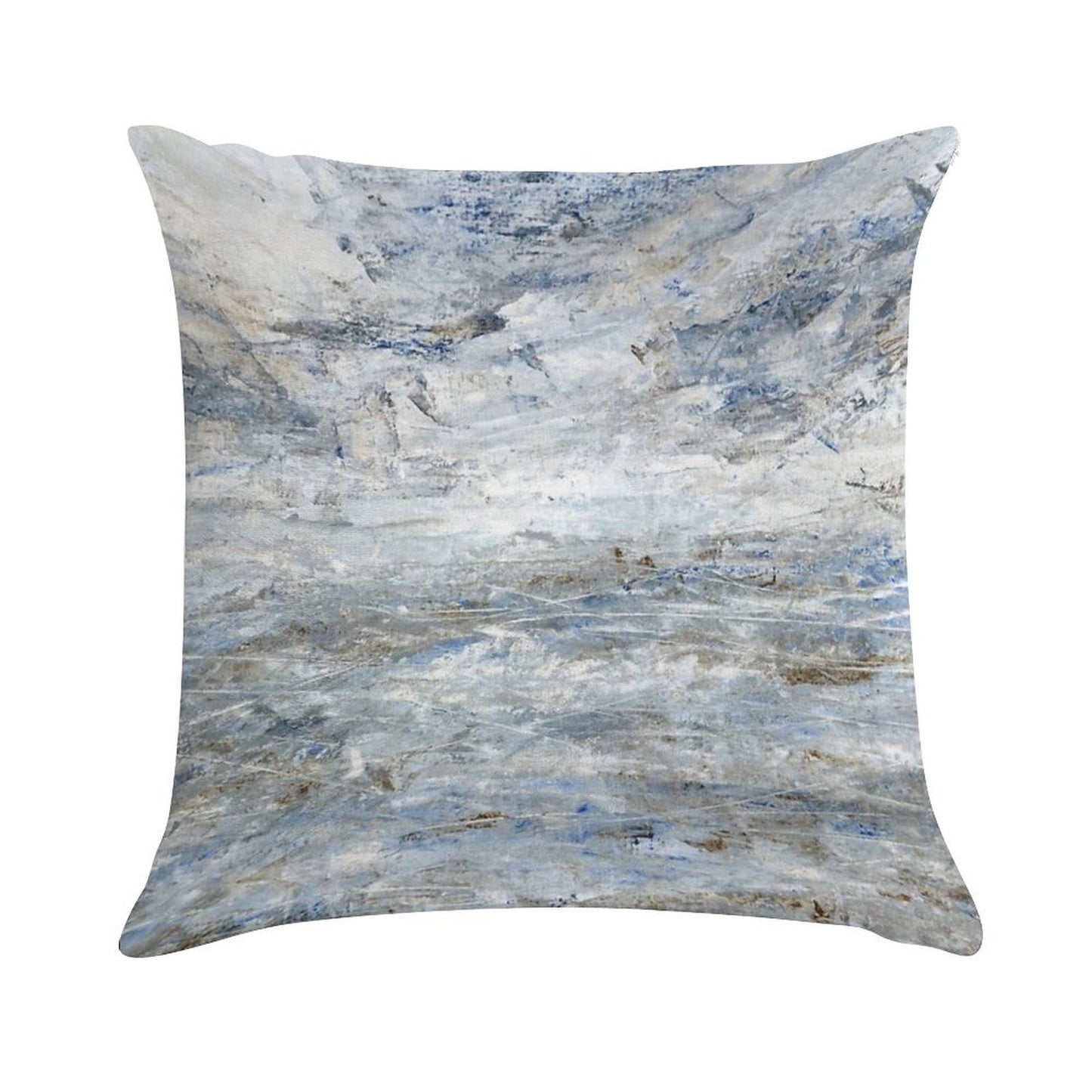 Abstract Seascape in Grey And Blue Soft Fade-Resistant Throw Pillow