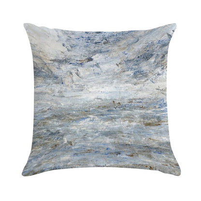 Abstract Seascape in Grey And Blue Soft Fade-Resistant Throw Pillow