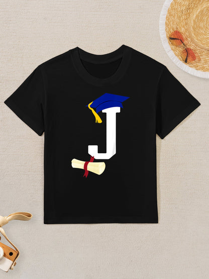 Kids Initial J Letter for Boys Preschool Graduation Kindergarten Kids T-Shirt