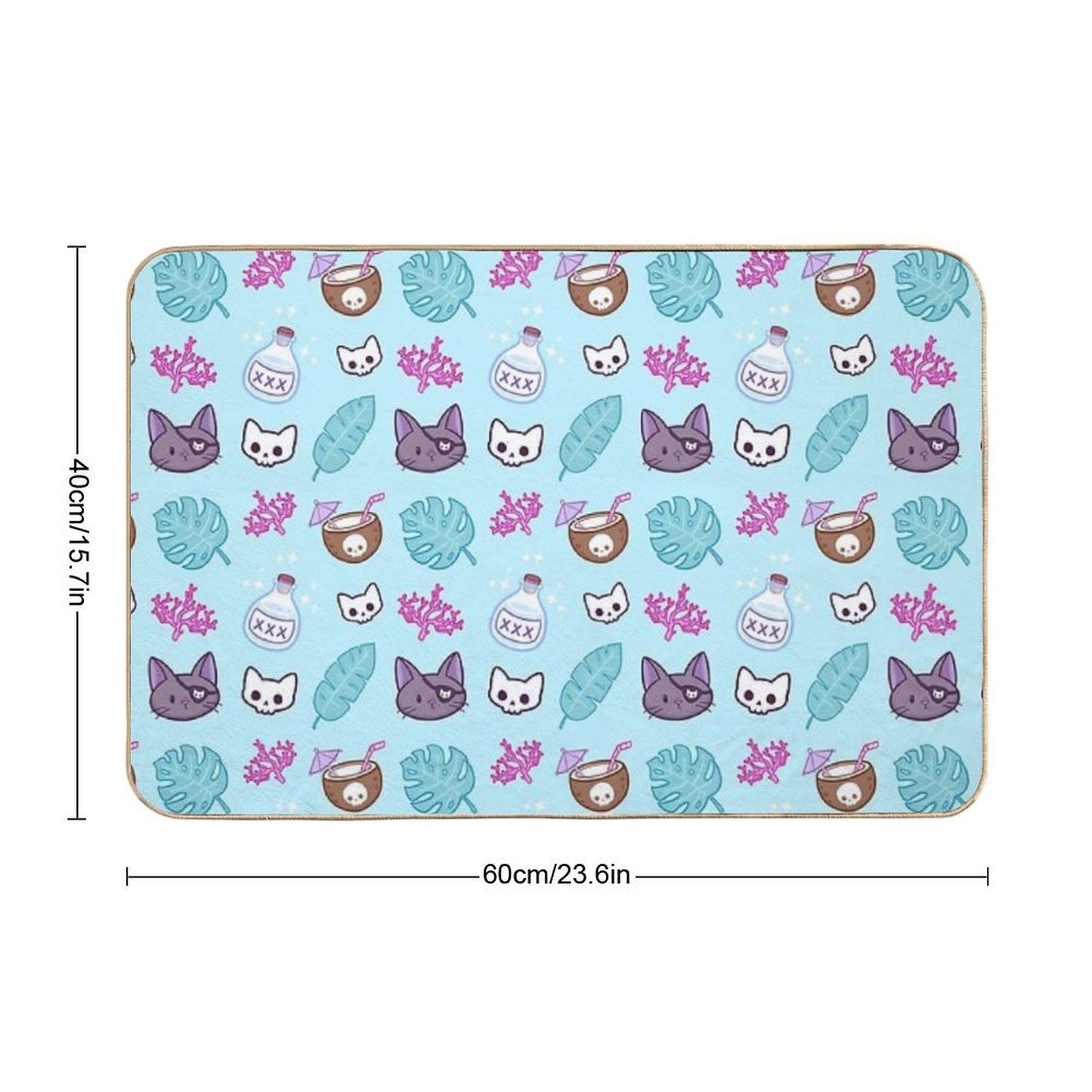 Pirate Cat  Turquoise  Nikury Bath Mat