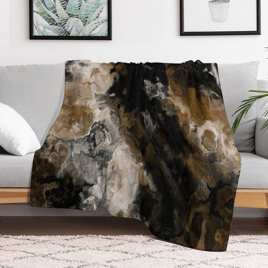 Black Gold And White Abstract Throw Blanket