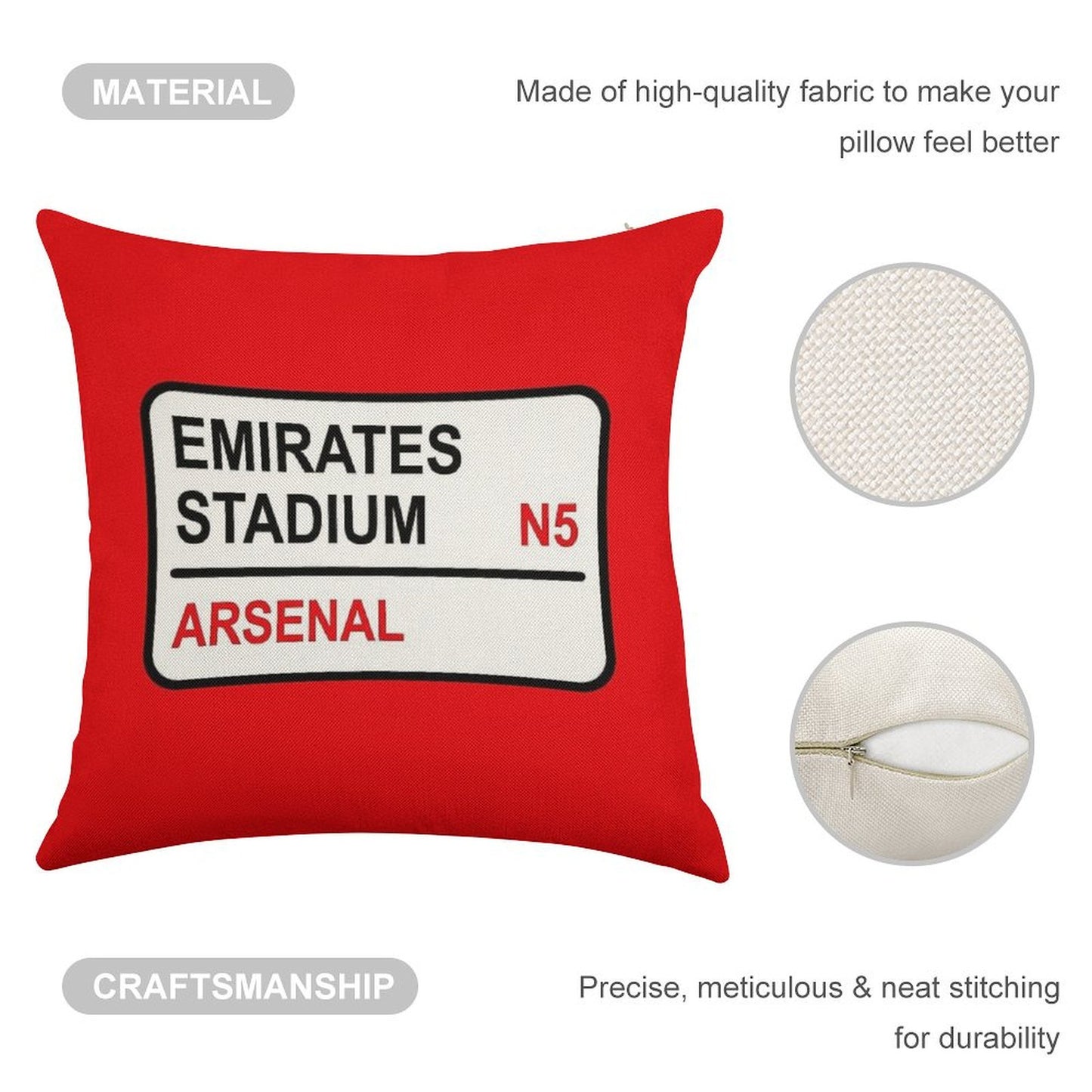 Emirates Stadium Football Sign Linen Throw Pillow Cover