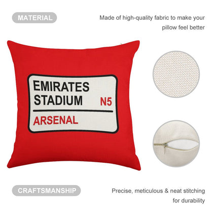 Emirates Stadium Football Sign Linen Throw Pillow Cover