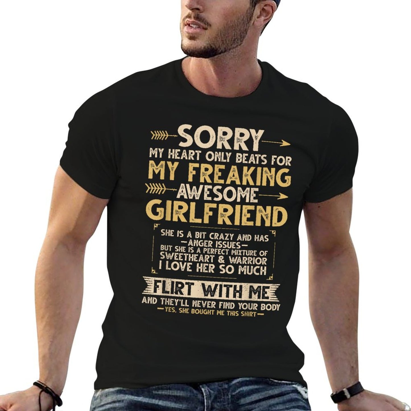 I Love My Freaking Awesome Girlfriend Shes A Bit Crazy Funny T-Shirt