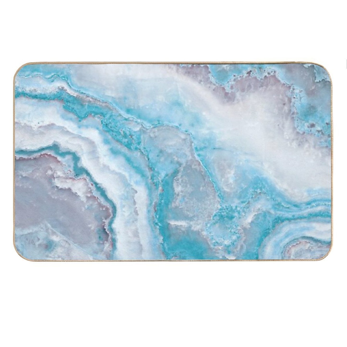 Luxury Mermaid Blue Faux Agate Marble Geode Gem Bath Mat