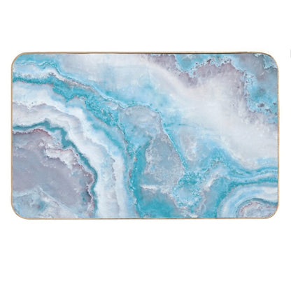 Luxury Mermaid Blue Faux Agate Marble Geode Gem Bath Mat