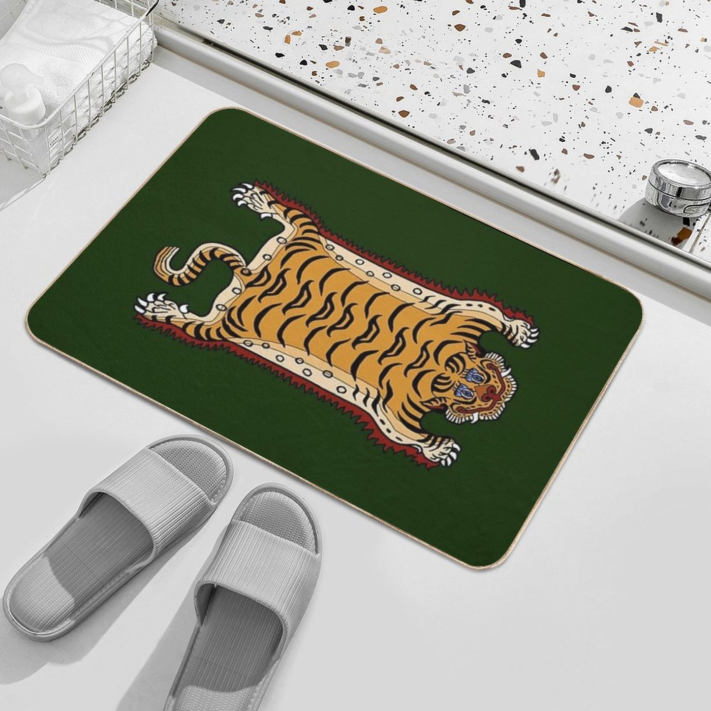TIBETAN TIGER RUG 1-green Bath Mat
