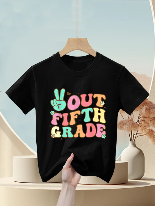 Peace Out Fifth 5th Grade Last Day School Graduation Kids T-Shirt