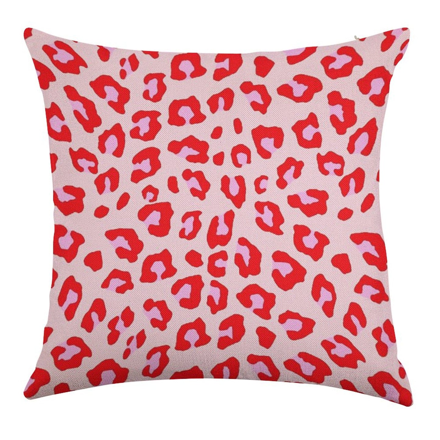 Leopard Print - Red And Pink Original Linen Throw Pillow Cover