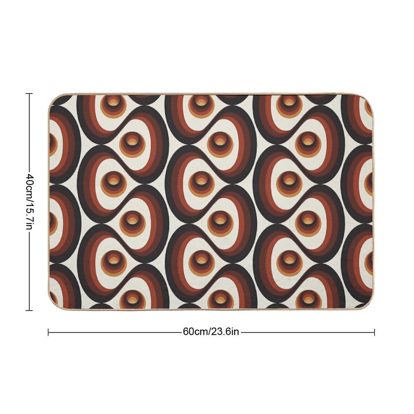 Orange, Brown, And Ivory Retro 1960s Circular Pattern Bath Mat