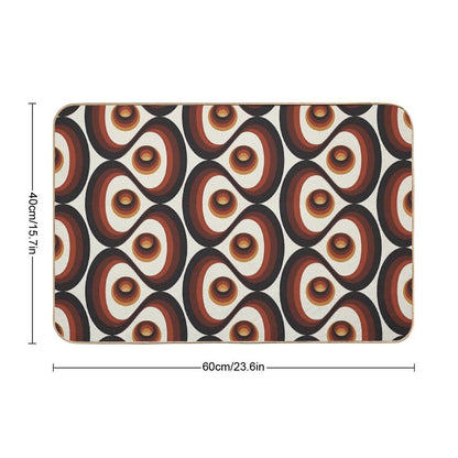 Orange, Brown, And Ivory Retro 1960s Circular Pattern Bath Mat