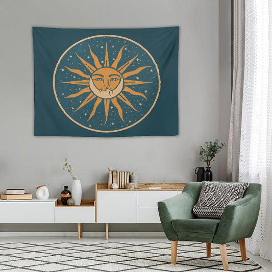Sun And Moon  Vintage Tapestry