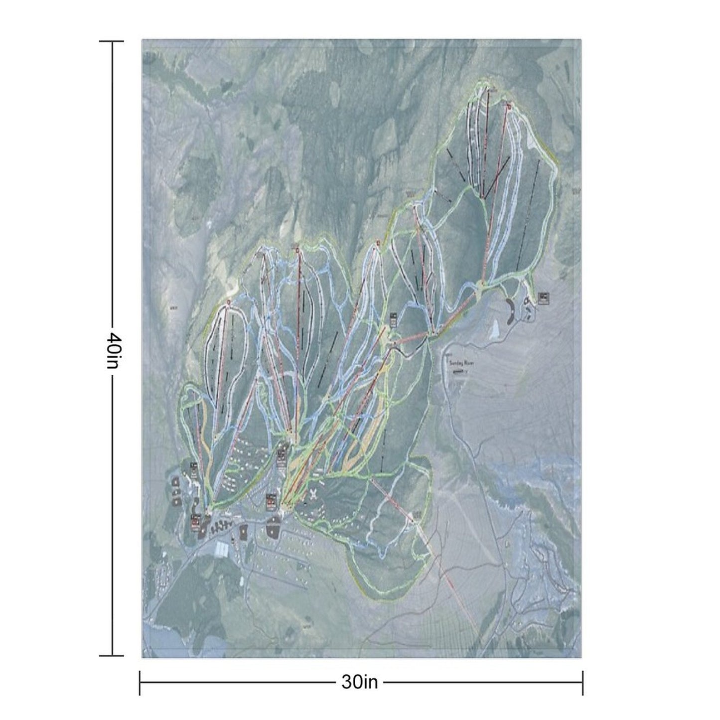 Sunday River Resort Trail Map Throw Blanket