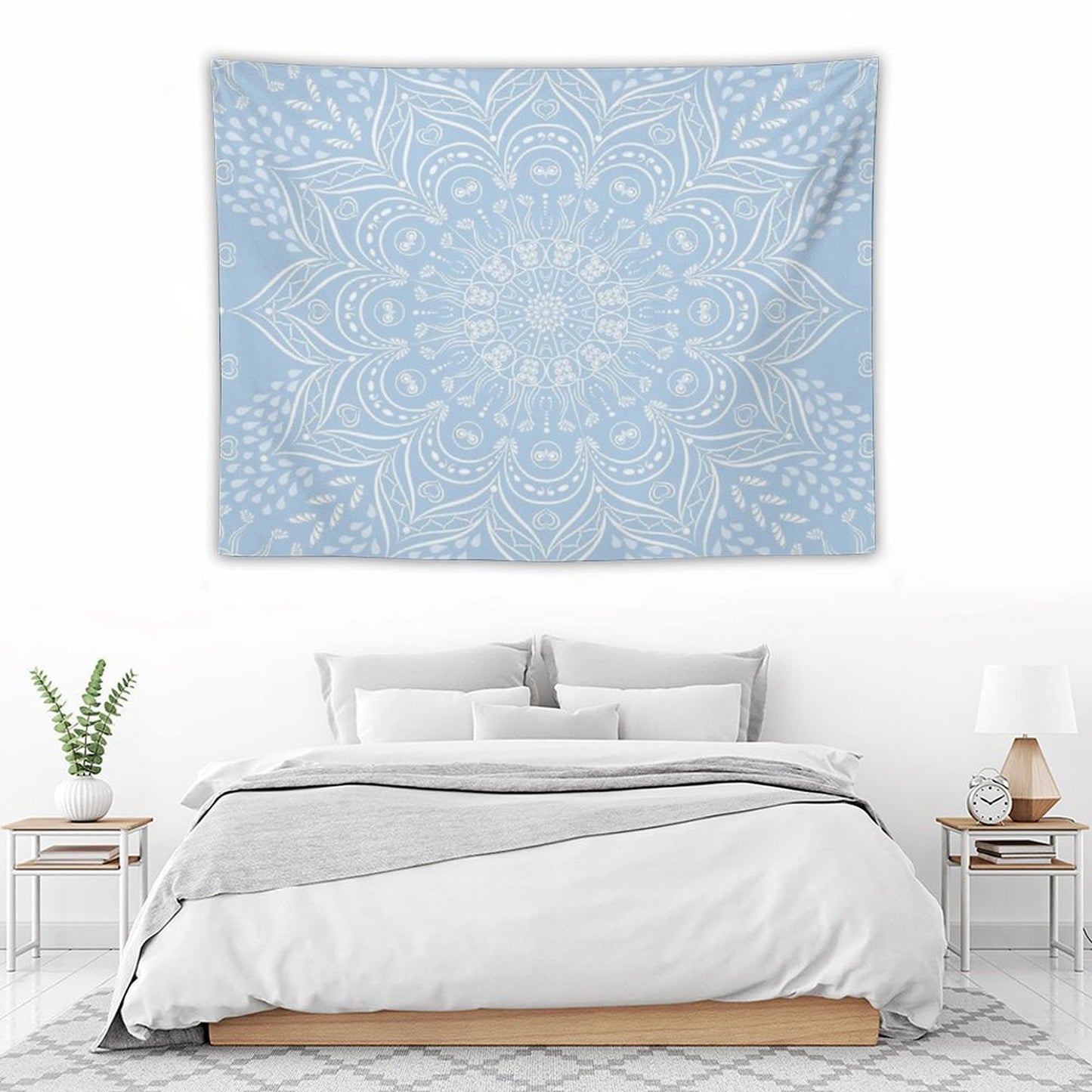 Baby Blue Mandala Pattern Tapestry