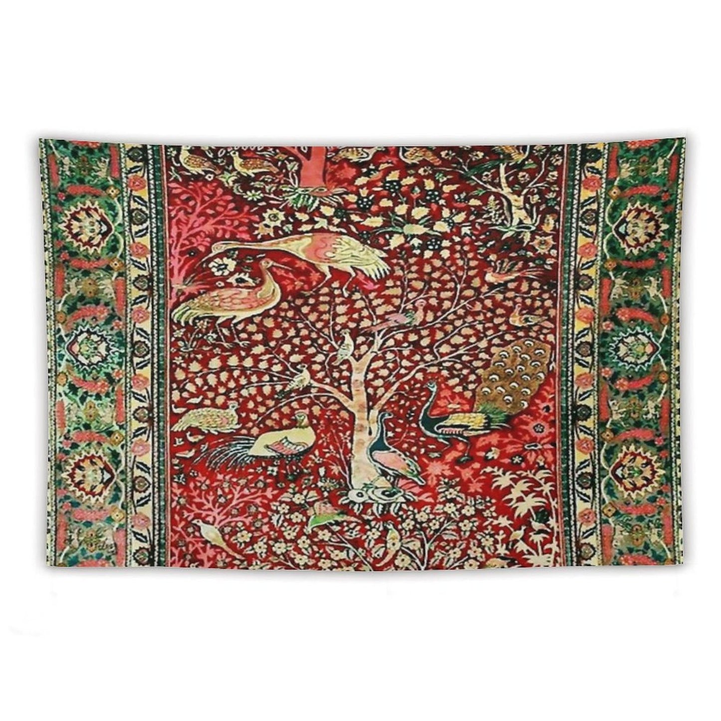 Antique Persian Rug Bird Tree Flowers Ca. 1600 Print Tapestry