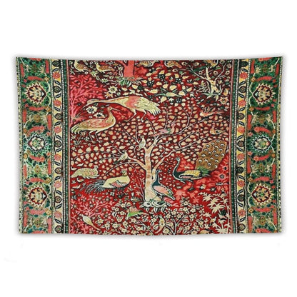 Antique Persian Rug Bird Tree Flowers Ca. 1600 Print Tapestry