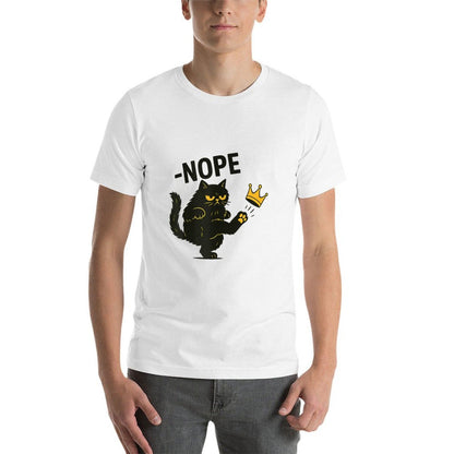 Nope Cat Funny Black Cat Crown Graphic  Soft T-Shirt