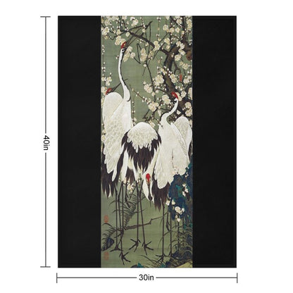 Favourite Artist - Plum Blossoms And Cranes - Ito Jakuchu Throw Blanket