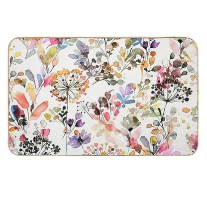 Wild Flowers And Plants Watercolor - Wild Nature Botanical Print  Fade-Resistant Bath Mat
