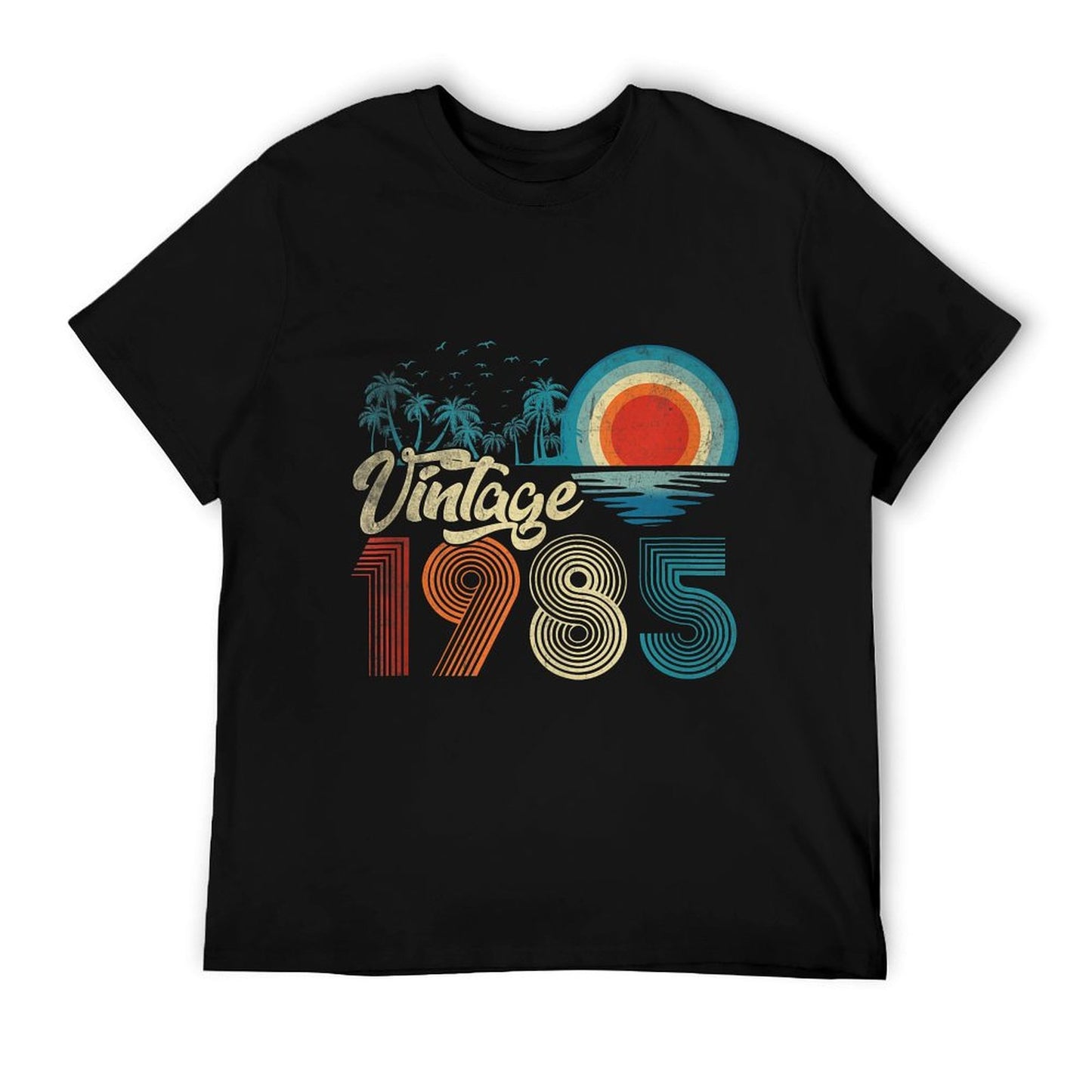 40 Years Old Gift Men Women Vintage 1985 40th Birthday Retro  Ribbed Collar T-Shirt