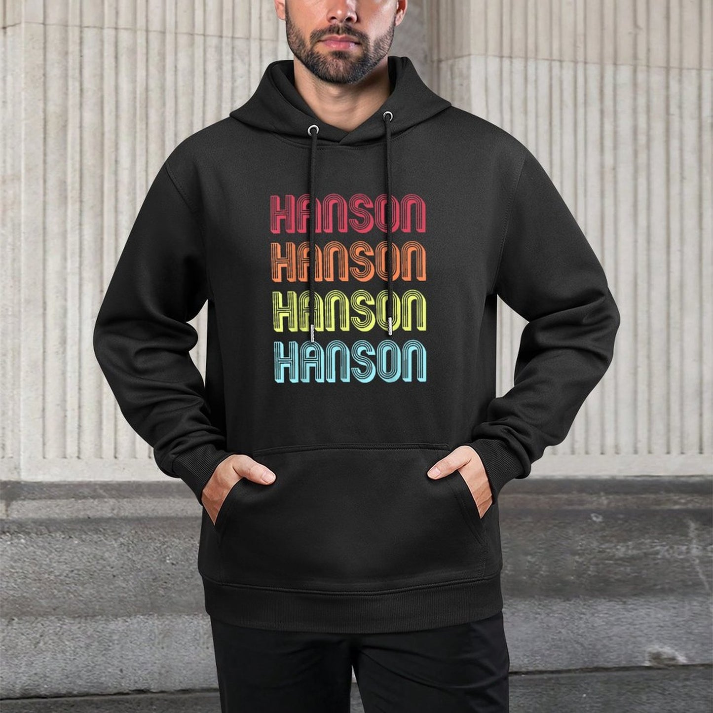 Customized Last Name Custom Family Christmas Team Hanson Gift Surname Funny Retro Vintage 80s Birthday Reunion Layering Staple Hoodie