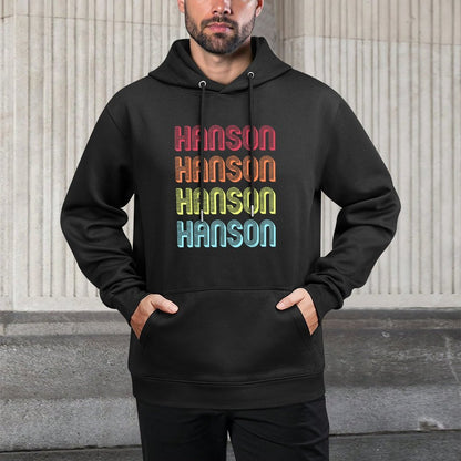 Customized Last Name Custom Family Christmas Team Hanson Gift Surname Funny Retro Vintage 80s Birthday Reunion Layering Staple Hoodie