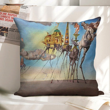 The Temptation of St. Anthony Linen Throw Pillow Cover