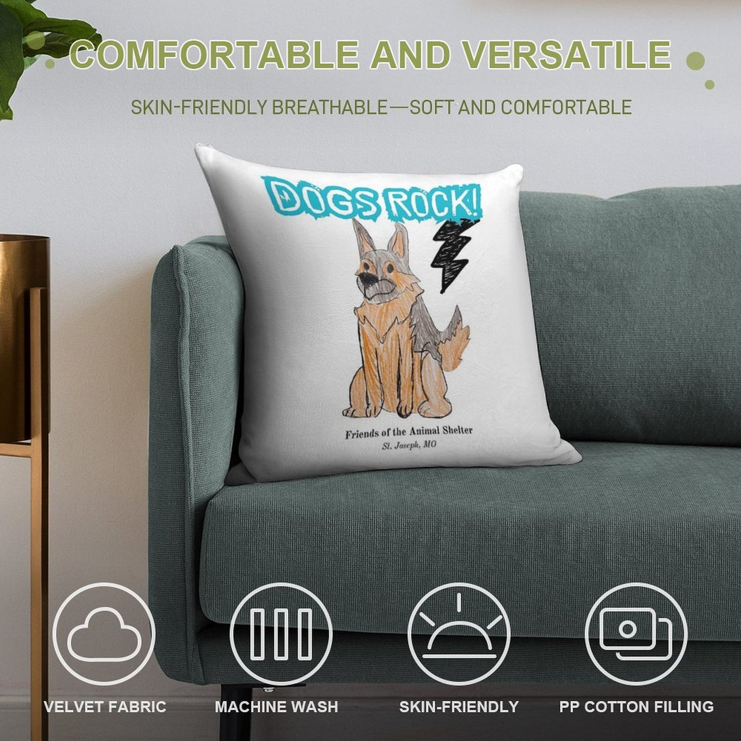 Dogs Rock Soft Multiple Sizes Throw Pillow
