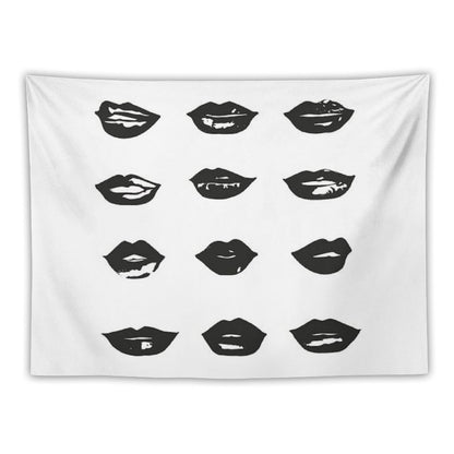 Kiss Kiss in Black And White Tapestry