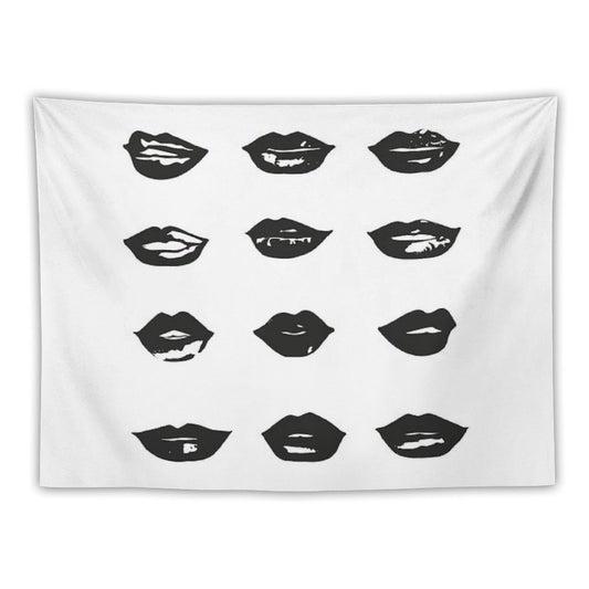 Kiss Kiss in Black And White Tapestry