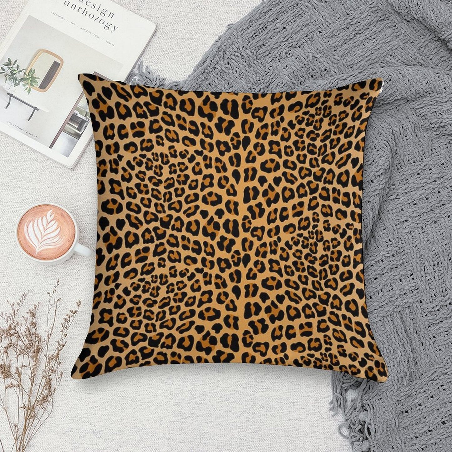Trendy Leopard Print Aesthetic – Wild Animal Pattern Design Soft Multiple Sizes Throw Pillow