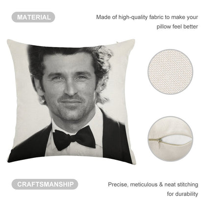 Patrick Dempsey Linen Throw Pillow Cover