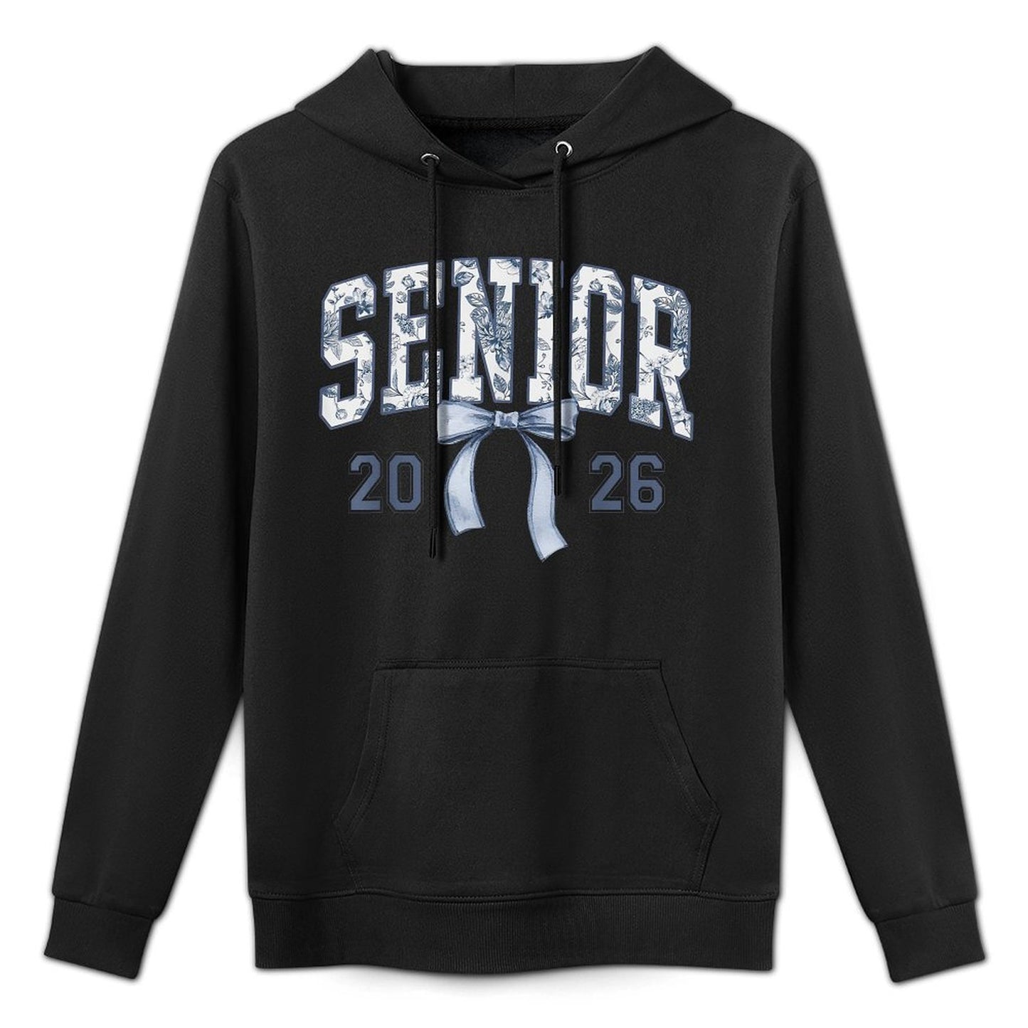 Class of 2026 Senior Coquette Bow Blue Toile Floral Relaxed Fit Hoodie