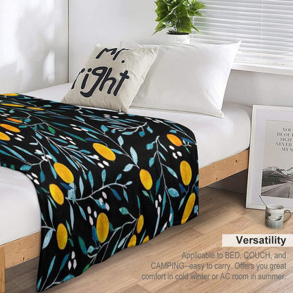 Oranges on Black Throw Blanket