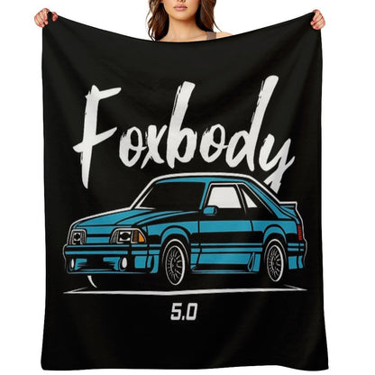 Blue Racing Fox Body Stang Throw Blanket