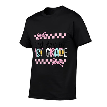 First Day Of 1st Grade Teacher Girl Coquette Back To School  Soft T-Shirt