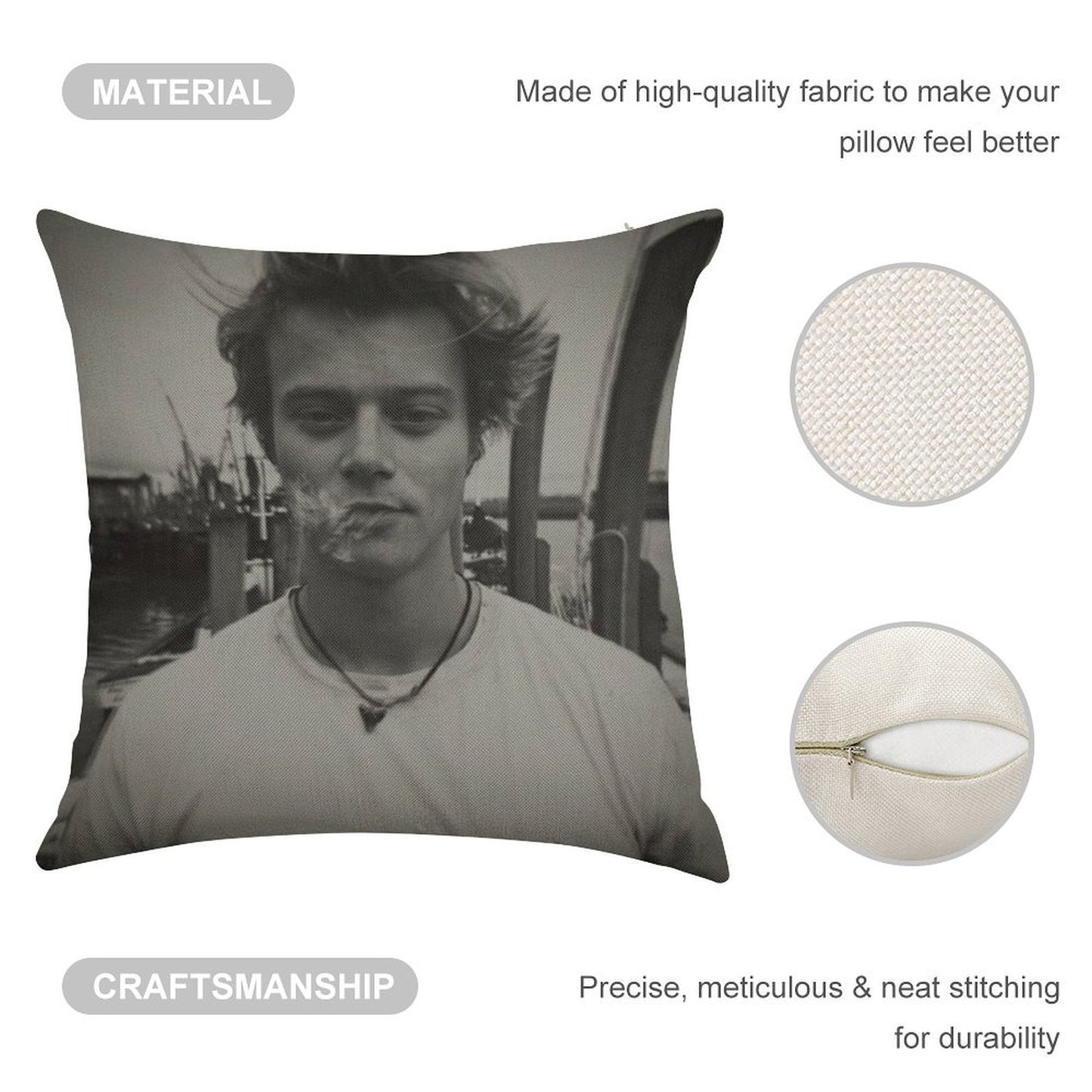 JJ Rudy Pankow Outer Banks Netflix Linen Throw Pillow Cover