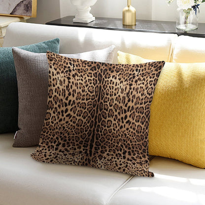 Leopard Print Skin Soft Short Plush Fabric Throw Pillow