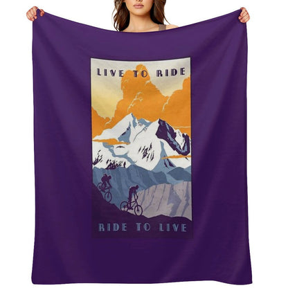 Live to Ride, Ride to Live Retro Cycling Poster Throw Blanket