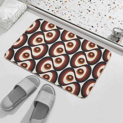 Orange, Brown, And Ivory Retro 1960s Circular Pattern Bath Mat