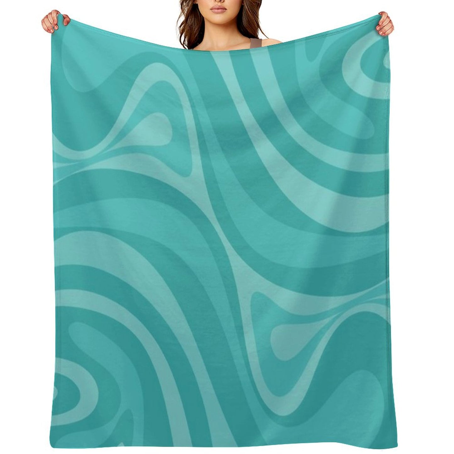 New Groove Retro Liquid Swirl Abstract Pattern in Turquoise Teal Throw Blanket