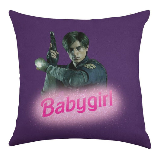 Leon Kennedy Babygirl Linen Throw Pillow Cover