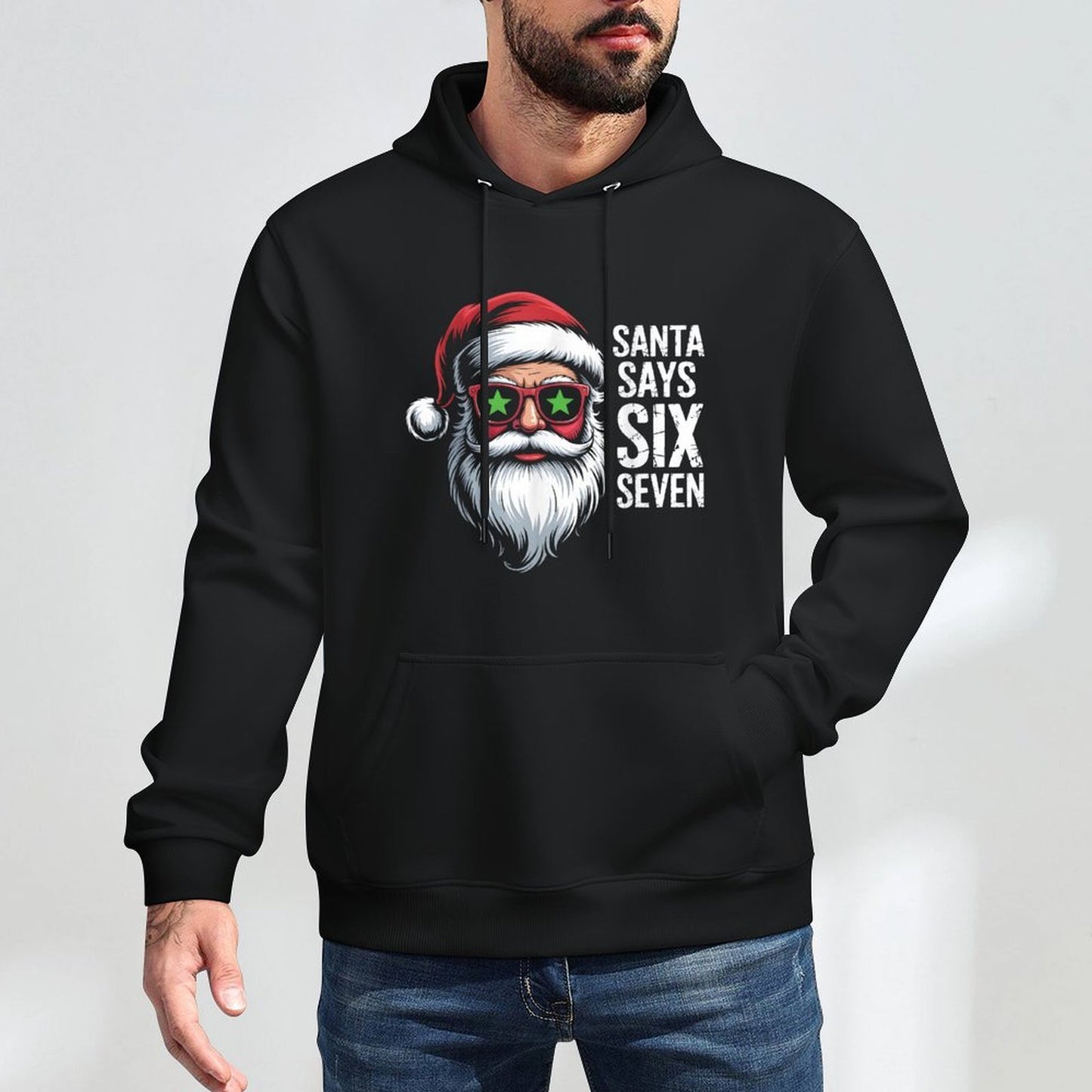67 Meme Funny Six Seven Christmas 6-7 Meme Santa 6 7 Breathable Fabric Hoodie