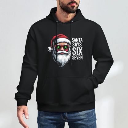 67 Meme Funny Six Seven Christmas 6-7 Meme Santa 6 7 Breathable Fabric Hoodie