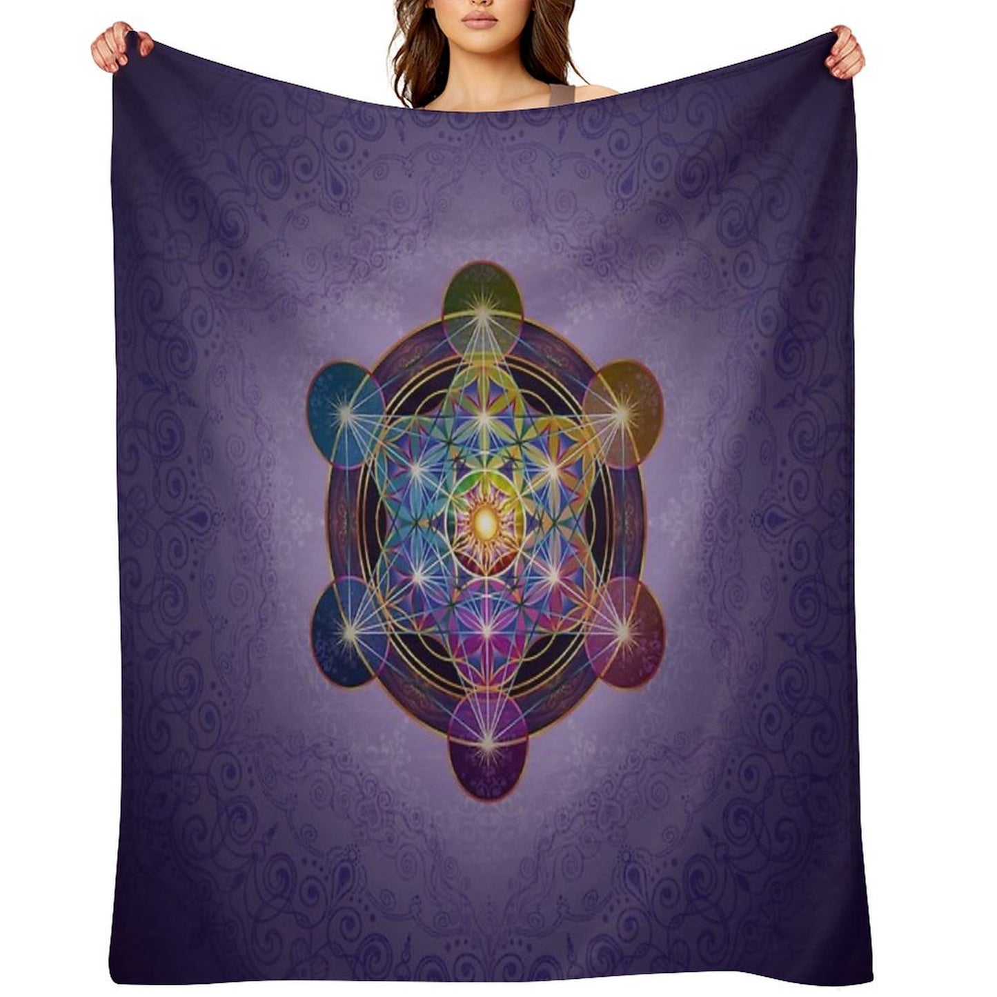 Metatron's Cube Merkabah Throw Blanket