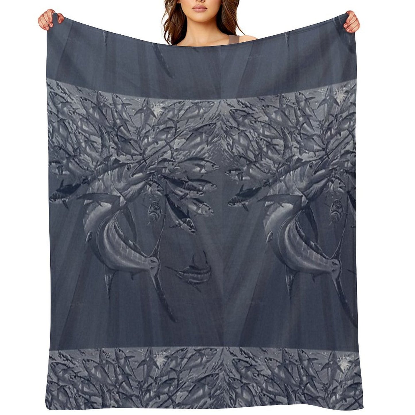Blue Marlin Tuna Throw Blanket