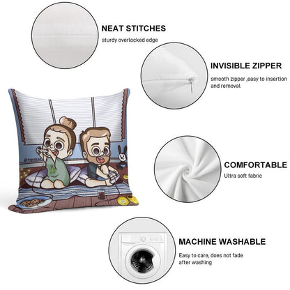 Let's Play Together - Pibubear Soft Washable Throw Pillow